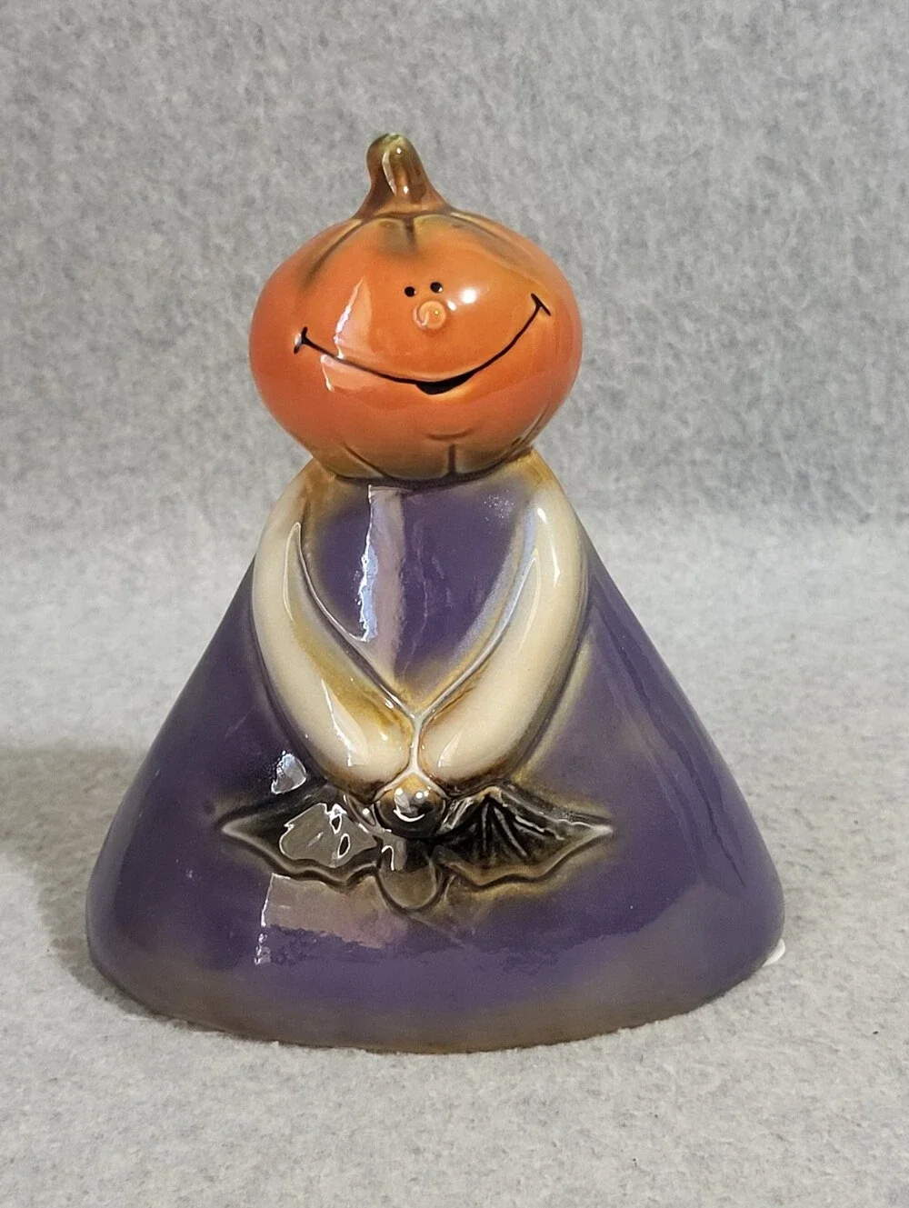 Vtg Tii Collections Halloween Pumpkin Bat Purse Ceramic Figurine Decor Retro MCM